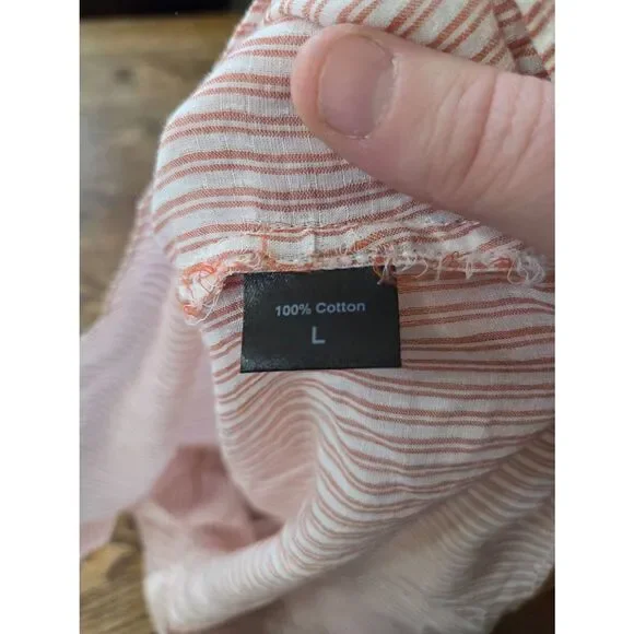 Jenni Kayne pink&white striped flowy tank top sz Large - Picture 3 of 4